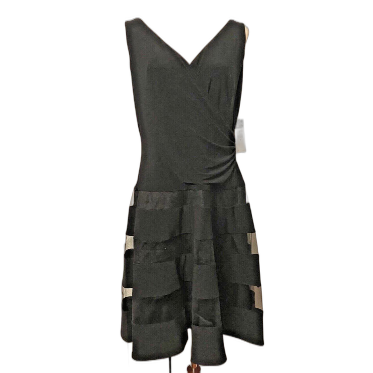 Nwt $190 Lauren Ralph Evening Women's 10 Black Sleeveless Cocktail Dress Tutu